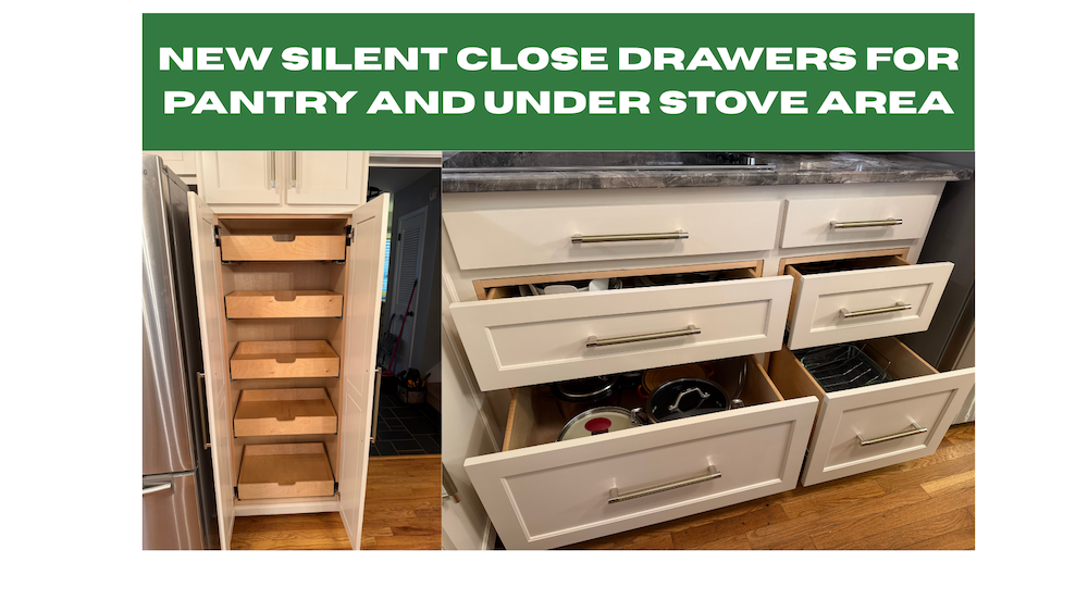 Soft-close drawer installed in lower cabinet.